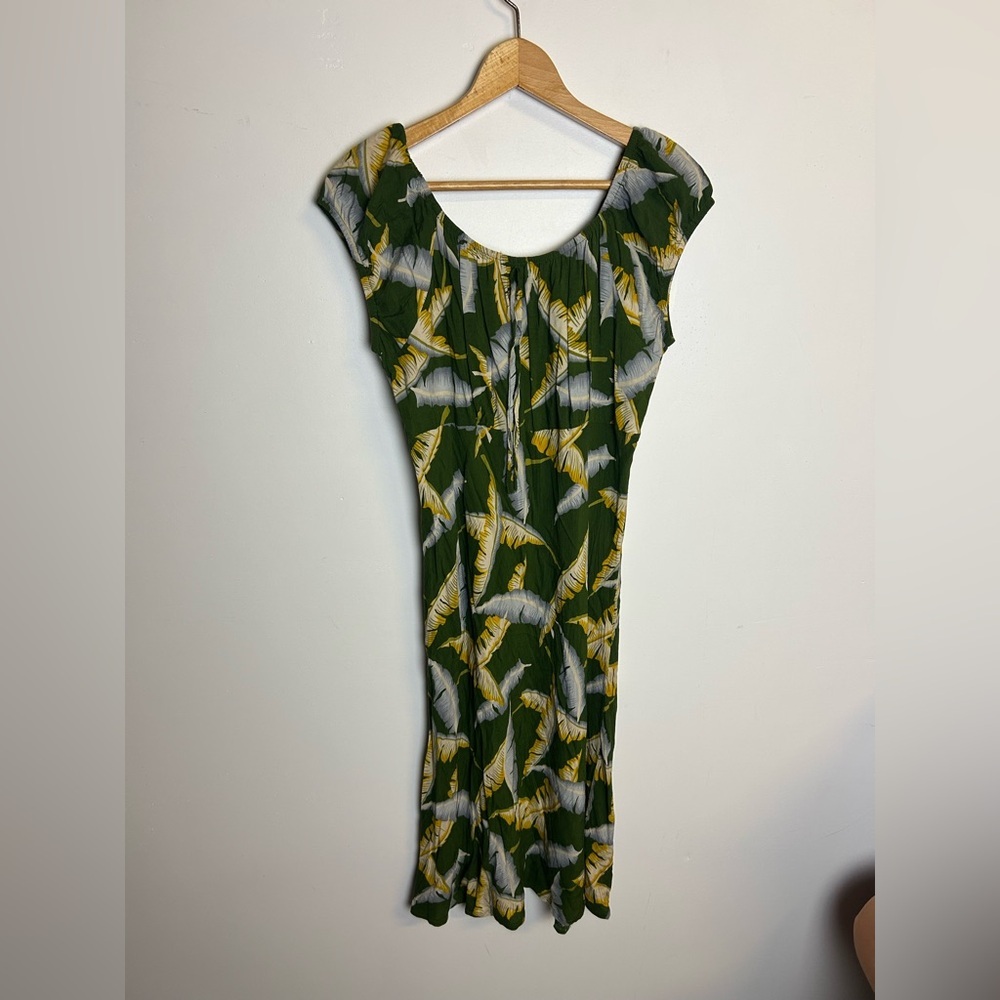 Hibiscus Collection Hawaiian Green-Yellow Women Mini Dress Size XL Hotel resort